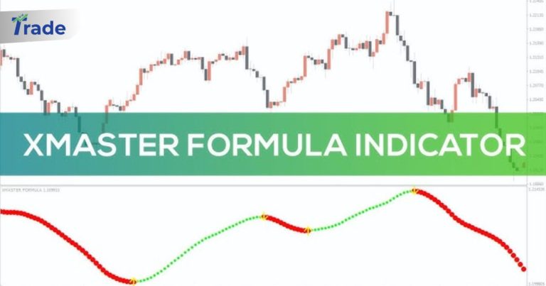 Trading chart showing XMaster Formula Indicator with buy and sell signals on a candlestick chart.